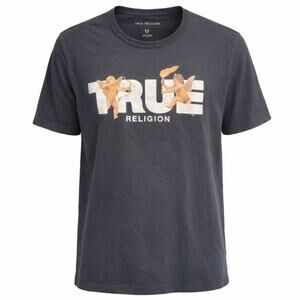True Religion Black Graphic T-Shirt – Cherub Logo Tee Men’s Large Y2K